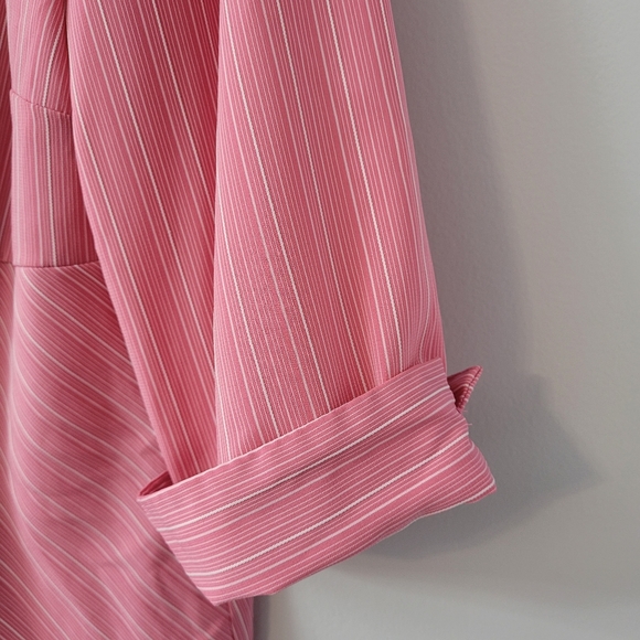 Pink Button Front Pinstriped Short Sleeve Blouse Size 18 - Picture 3 of 7